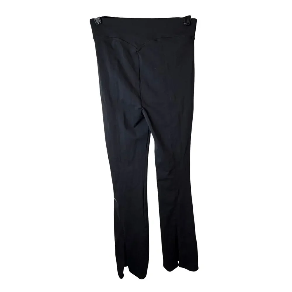 Alo‎ Yoga Black High Rise Bootcut Flare Pants Back Split Hem Size M Athleisure